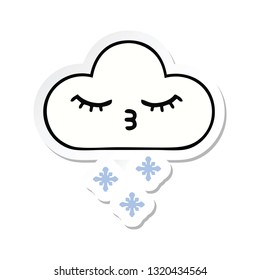 sticker of a cute cartoon snow cloud