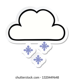 sticker of a cute cartoon snow cloud