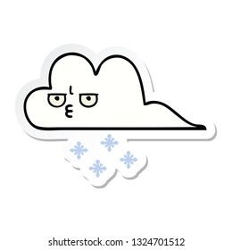 sticker of a cute cartoon snow cloud