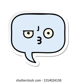 sticker of a cute cartoon speech bubble