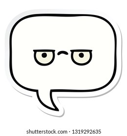 sticker of a cute cartoon speech bubble