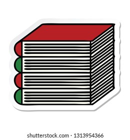 sticker of a cute cartoon stack of books