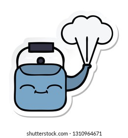 sticker of a cute cartoon steaming kettle