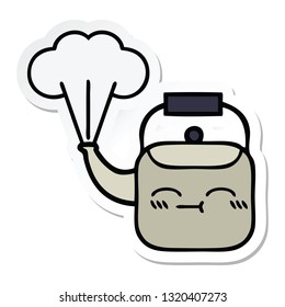 sticker of a cute cartoon steaming kettle