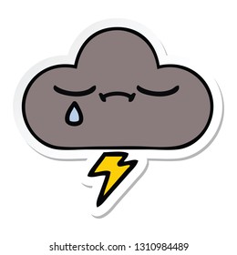 sticker of a cute cartoon storm cloud