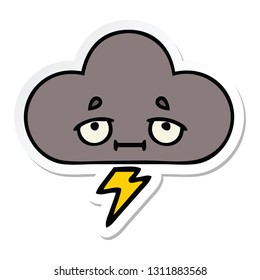 sticker of a cute cartoon storm cloud