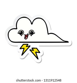 pegatina de una linda nube de tormenta de caricatura