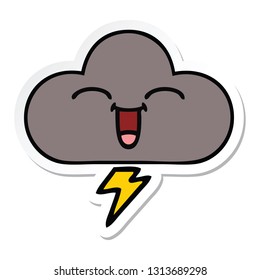 sticker of a cute cartoon storm cloud