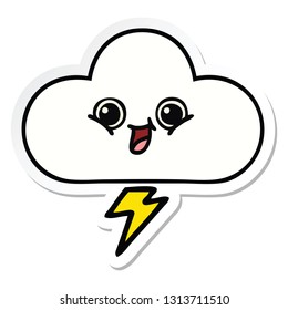 pegatina de una linda nube de tormenta de caricatura