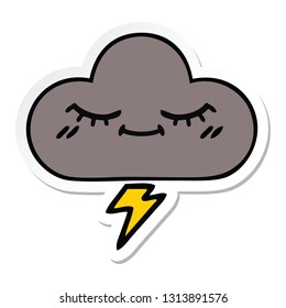 sticker of a cute cartoon storm cloud