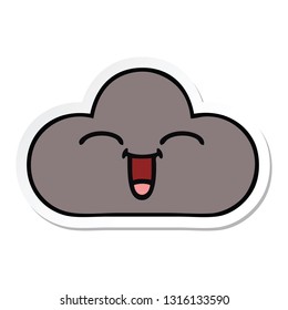 sticker of a cute cartoon storm cloud