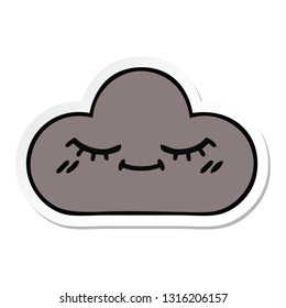 sticker of a cute cartoon storm cloud