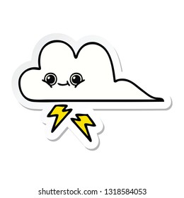 sticker of a cute cartoon storm cloud
