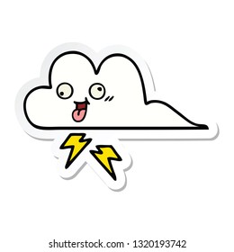 sticker of a cute cartoon storm cloud