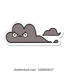 sticker of a cute cartoon storm cloud