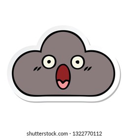 sticker of a cute cartoon storm cloud