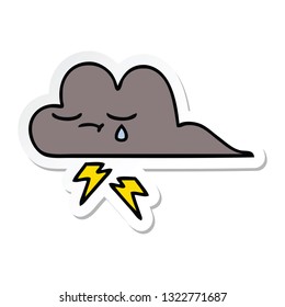 sticker of a cute cartoon storm cloud