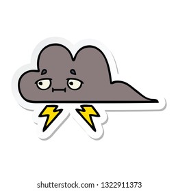 sticker of a cute cartoon storm cloud