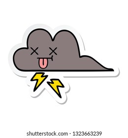 sticker of a cute cartoon storm cloud