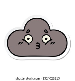 sticker of a cute cartoon storm cloud