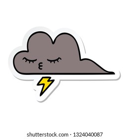 pegatina de una linda nube de tormenta de caricatura