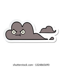 sticker of a cute cartoon storm cloud