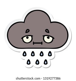 sticker of a cute cartoon storm rain cloud