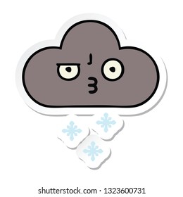 sticker of a cute cartoon storm snow cloud