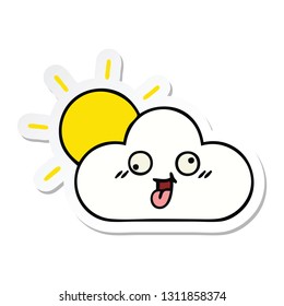 sticker of a cute cartoon sun and cloud