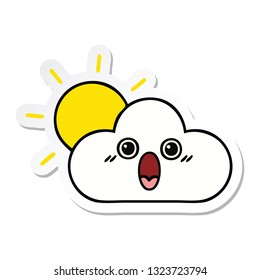 sticker of a cute cartoon sun and cloud