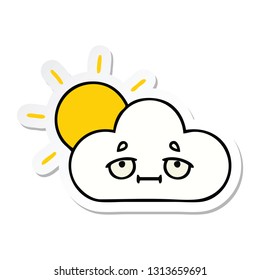 sticker of a cute cartoon sunshine and cloud