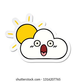sticker of a cute cartoon sunshine and cloud