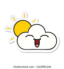pegatina de un lindo caricatura de sol y nube