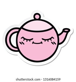 sticker of a cute cartoon teapot