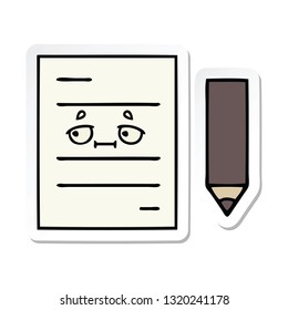 sticker of a cute cartoon test paper