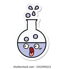 sticker of a cute cartoon test tube