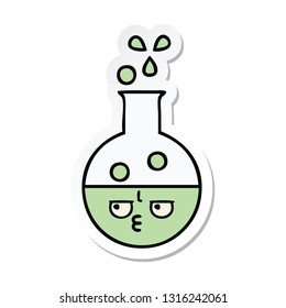 sticker of a cute cartoon test tube