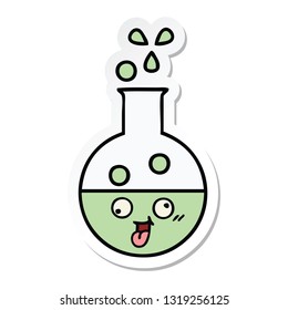 sticker of a cute cartoon test tube