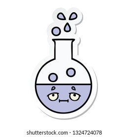 sticker of a cute cartoon test tube