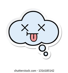 sticker of a cute cartoon thought bubble