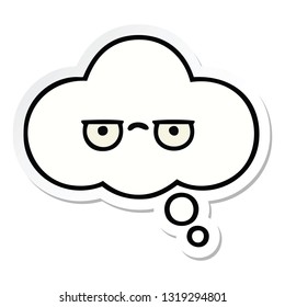 sticker of a cute cartoon thought bubble