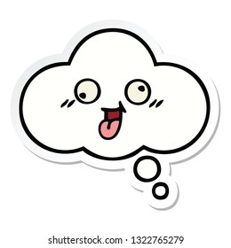 sticker of a cute cartoon thought bubble