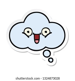 sticker of a cute cartoon thought bubble