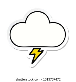 sticker of a cute cartoon thunder cloud