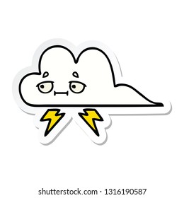 sticker of a cute cartoon thunder cloud