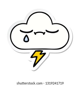 sticker of a cute cartoon thunder cloud