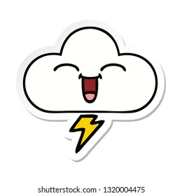 pegatina de una linda nube de truenos de dibujos animados