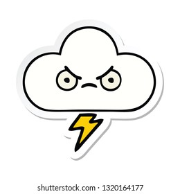 pegatina de una linda nube de truenos de dibujos animados