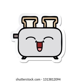 sticker of a cute cartoon of a toaster