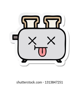 sticker of a cute cartoon of a toaster